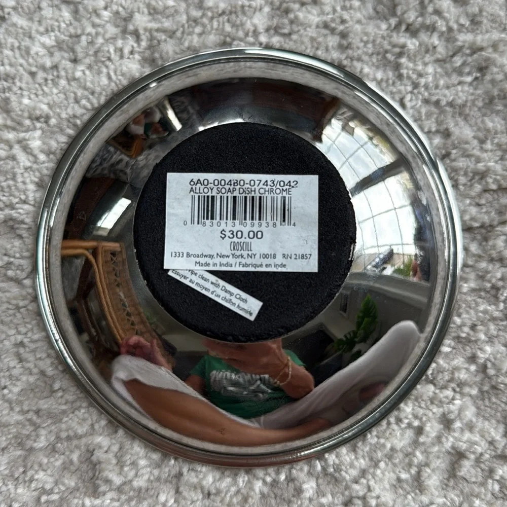 Croscill Chrome Soap Dish and Toothbrush Holder Set